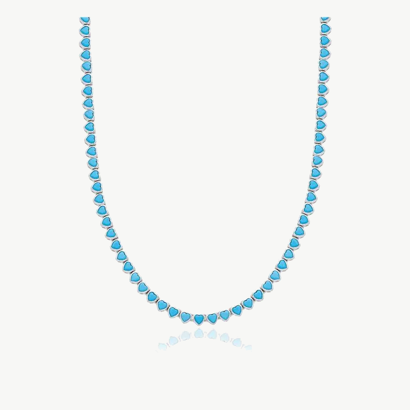 Colar Riviera Corações em Ródio