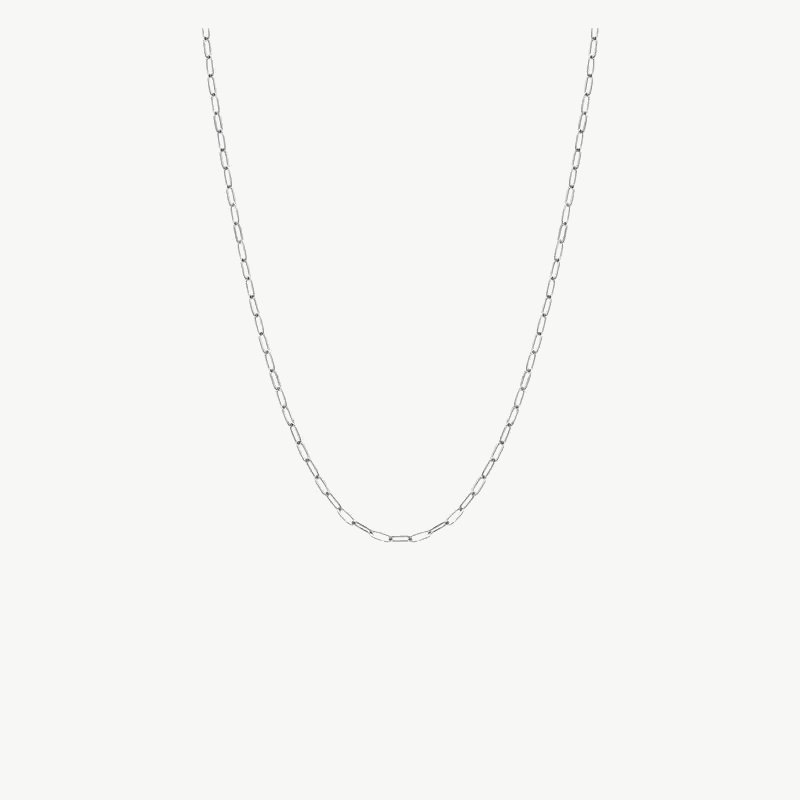 Colar Elo Clássico Liso em Ródio 45/60/75CM