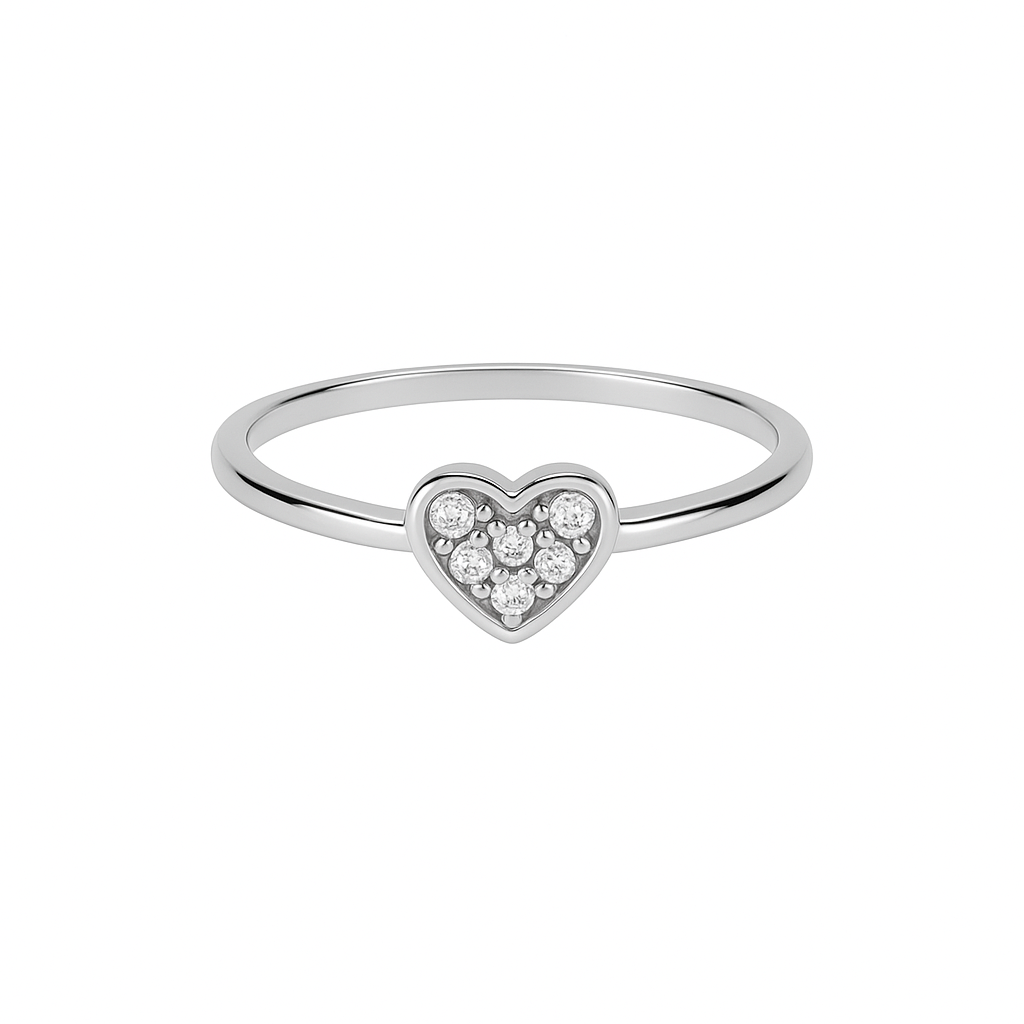 Anel Silver Heart Cravejado