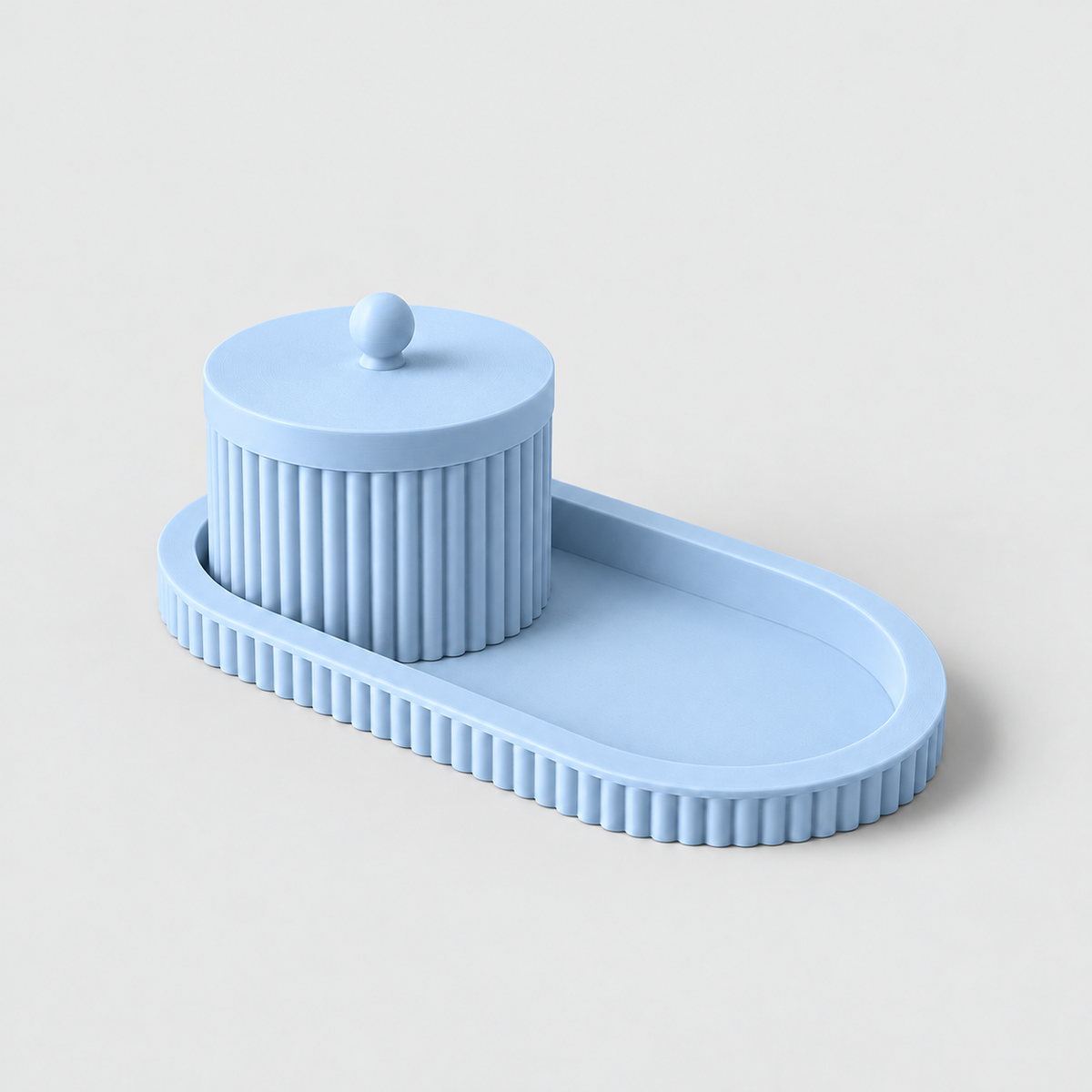 Kit Organizador Line – Bandeja Decorativa com Pote e Tampa em Azul bebê — imagem ilustrativa Milanzi