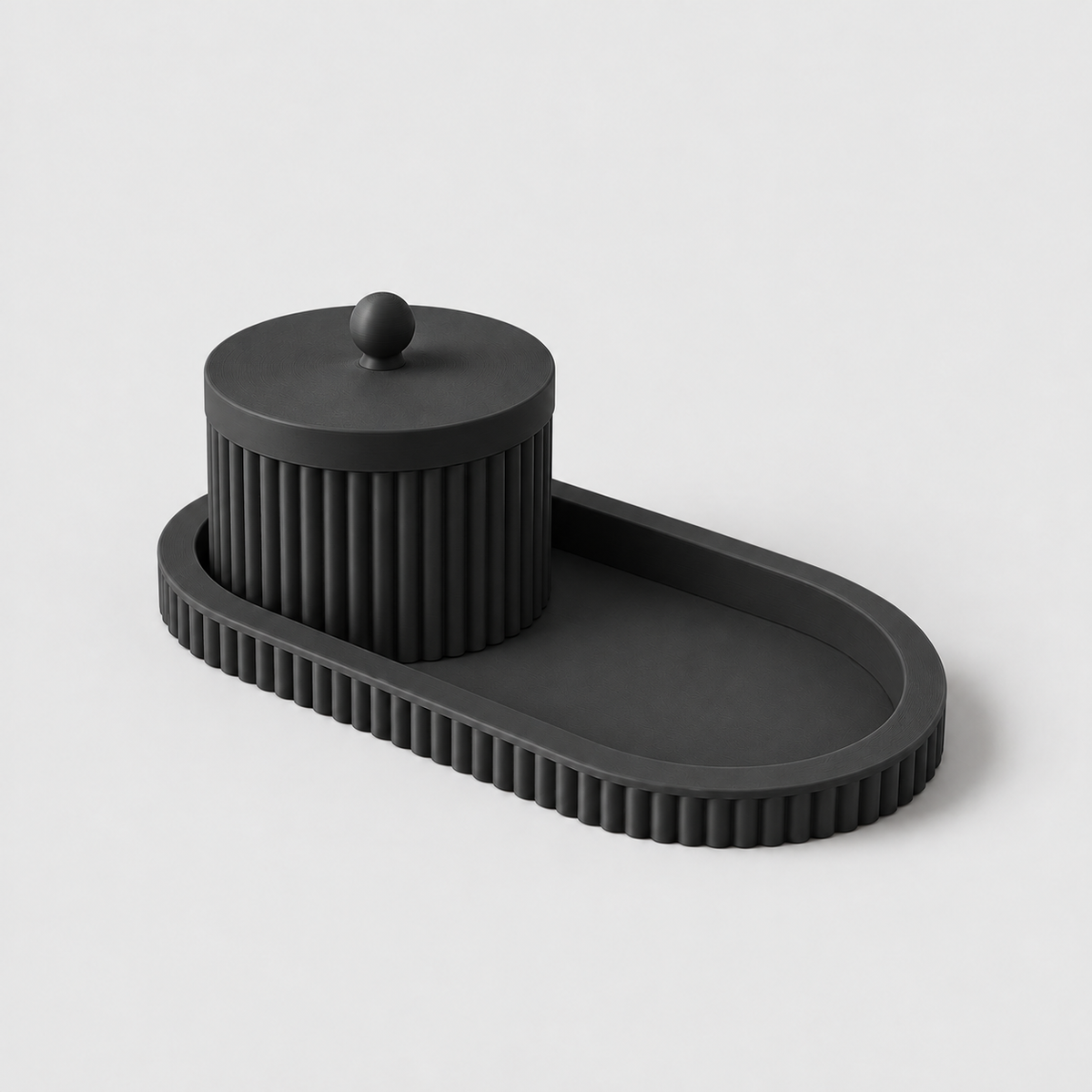 Kit Organizador Line – Bandeja Decorativa com Pote e Tampa em Preto — imagem ilustrativa Milanzi
