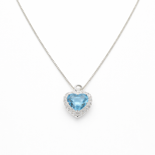 Colar Coração Aquamarine