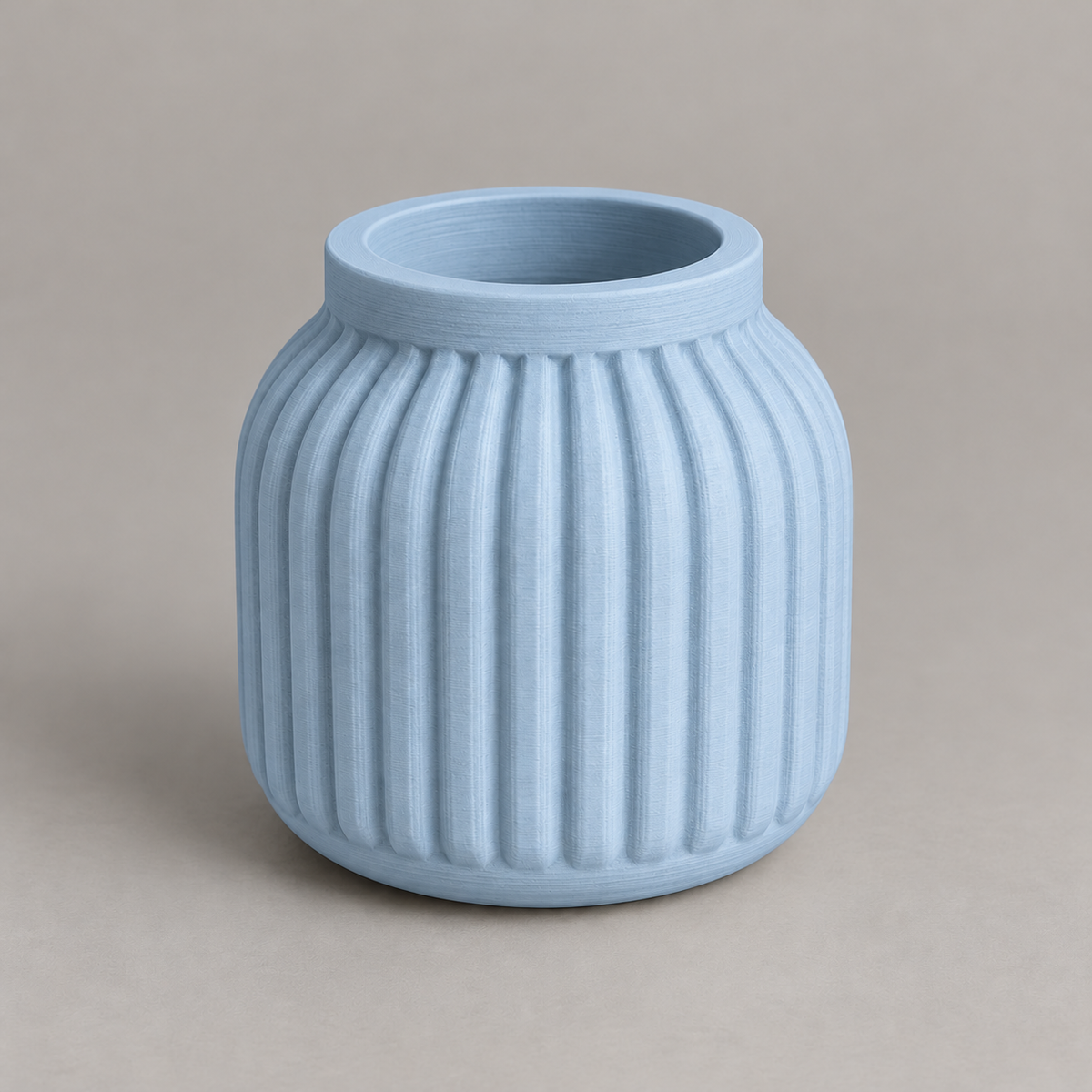Vaso Cachepô Canelado Moderno — Azul pastel — Milanzi
