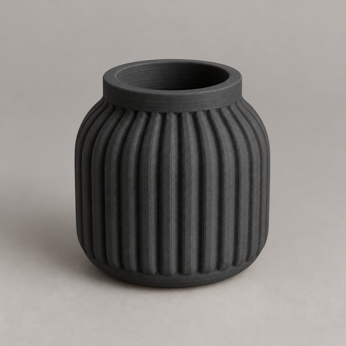 Vaso Cachepô Canelado Moderno — Preto — Milanzi