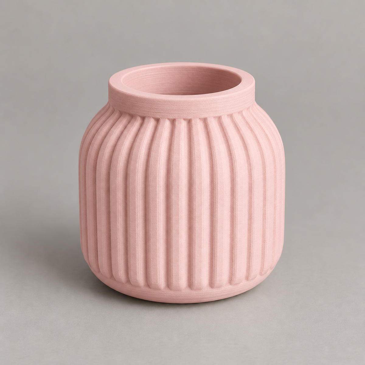Vaso Cachepô Canelado Moderno — Rosa pastel — Milanzi