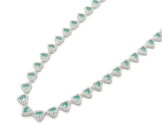 Colar Riviera Corações Esmeralda