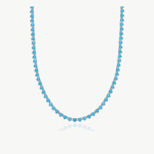 Colar Riviera Corações em Ródio