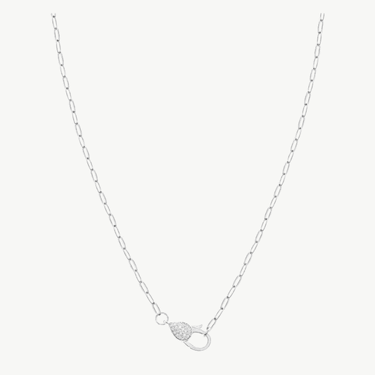 Colar Elo Clássico com Fecho Cravejado em Ródio com Zircônias 75CM