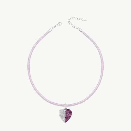 Choker Coração Cravejado Ajustável em Ródio com Zircônias 45CM