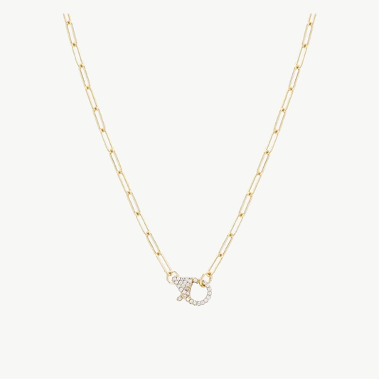 Colar Elo Clássico com Fecho Cravejado em Ouro com Zircônias 55CM