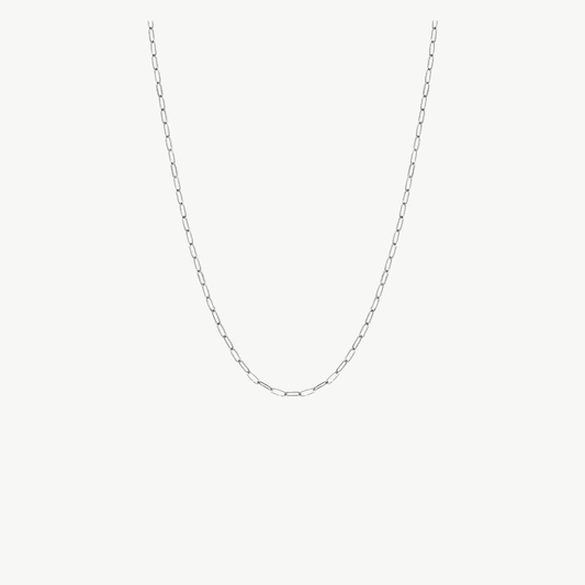 Colar Elo Clássico Liso em Ródio 45/60/75CM