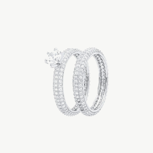 Éther Sublime Duo Anel em Ródio com Zircônias