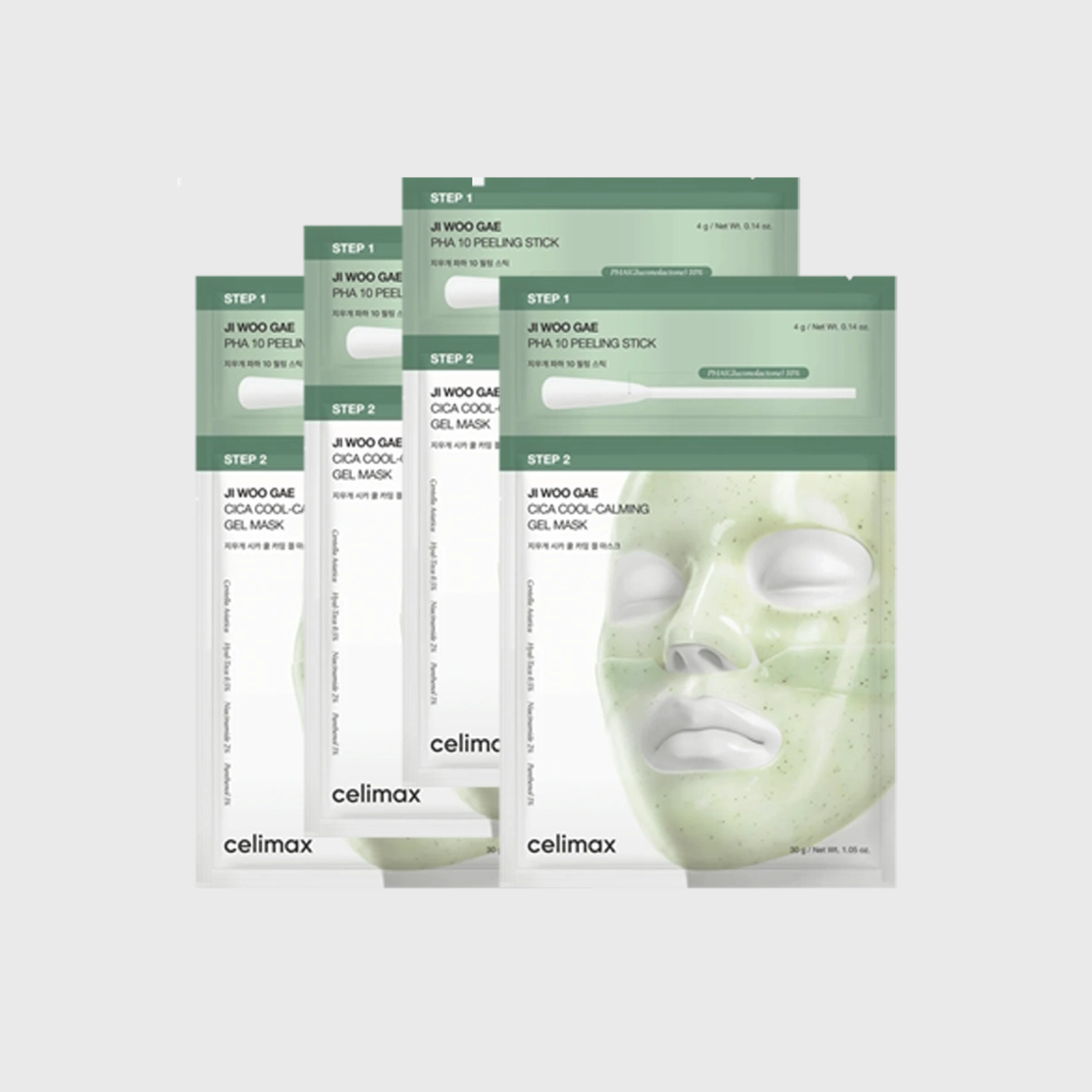 Máscara Facial Celimax JI Woo Gae Cica PHA Peel - 4 Unidades - Milanzi