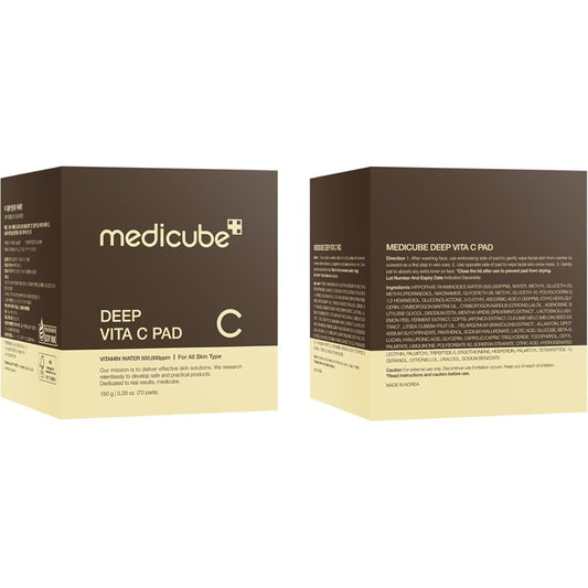 Medicube Pads Tonificantes Iluminadores com Vitamina C – (70 unidades)