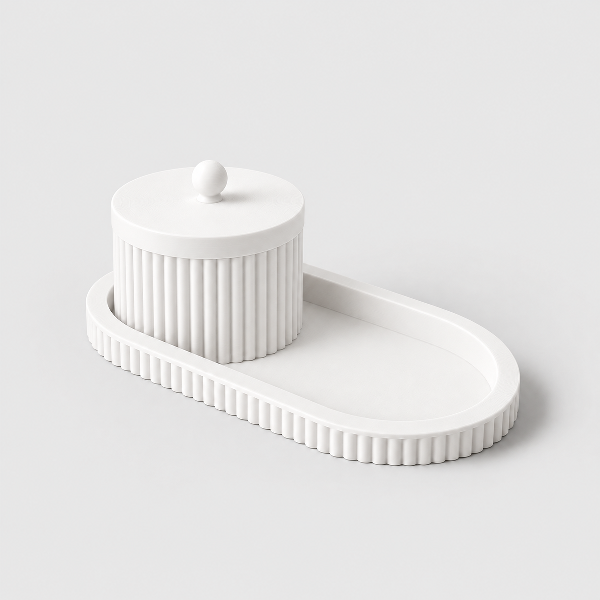 Kit Organizador Line – Bandeja Decorativa com Pote e Tampa em Branco — imagem ilustrativa Milanzi