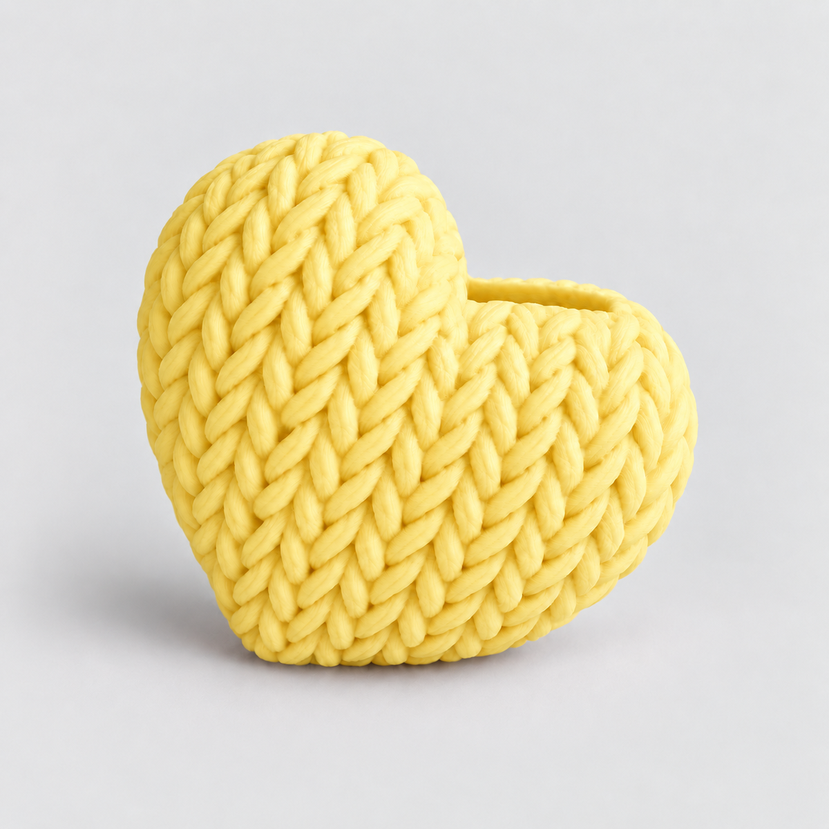 Porta-Foto Coração Tricotado em Amarelo pastel — Milanzi