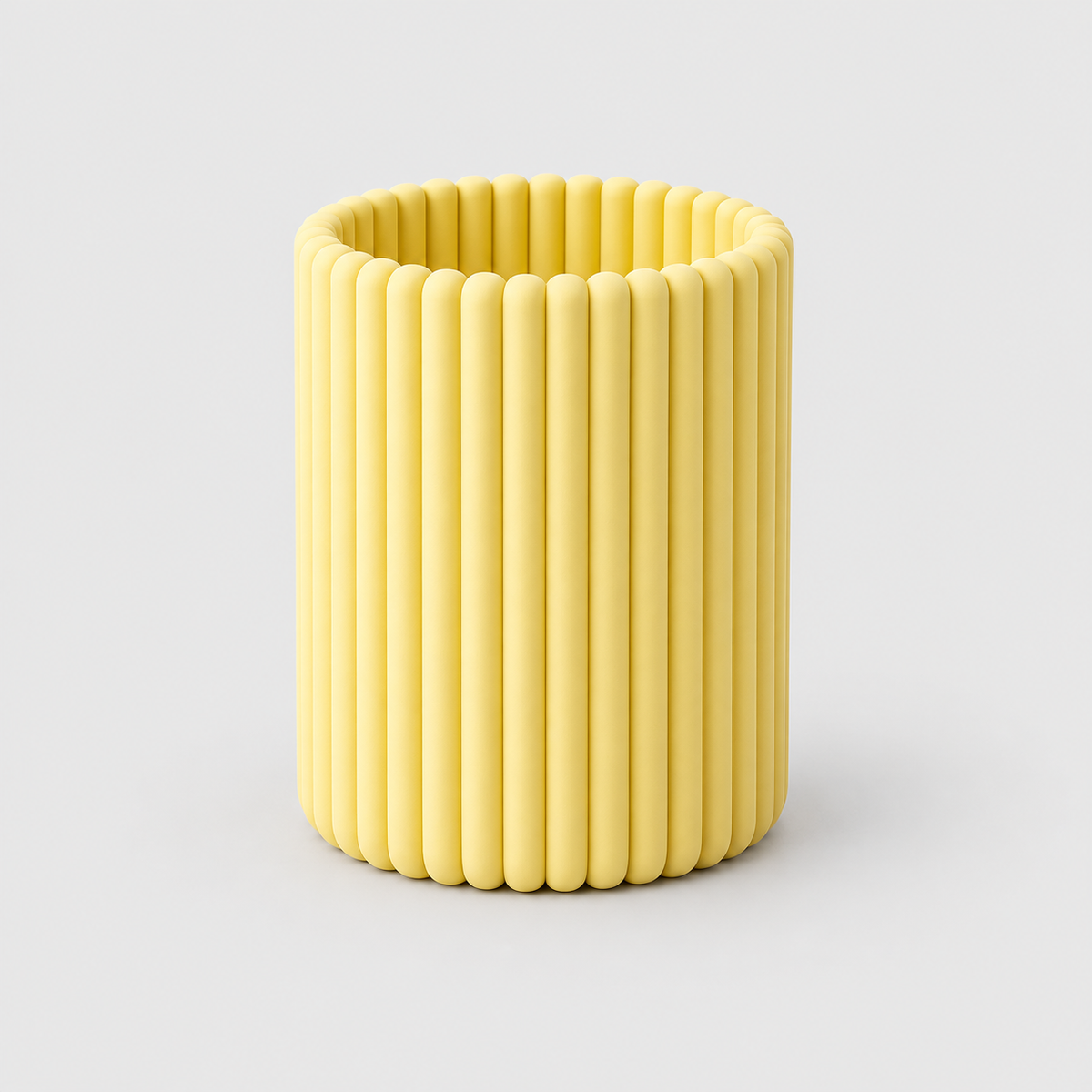 Porta-Lápis Canelado Moderno em Amarelo pastel — Milanzi