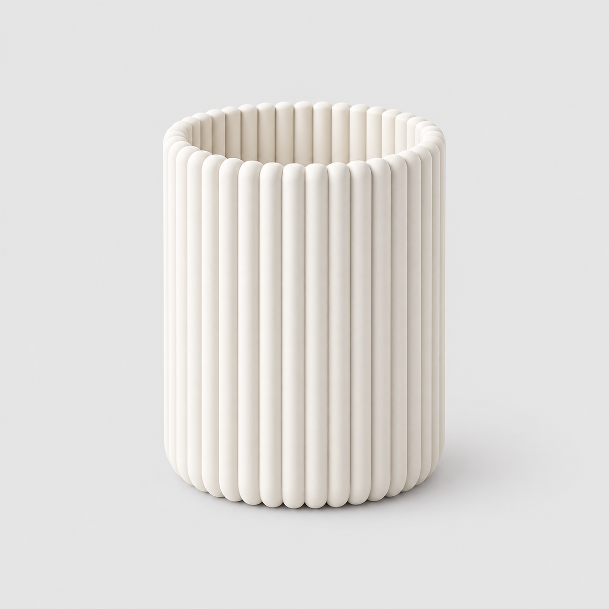 Porta-Lápis Canelado Moderno em Branco — Milanzi