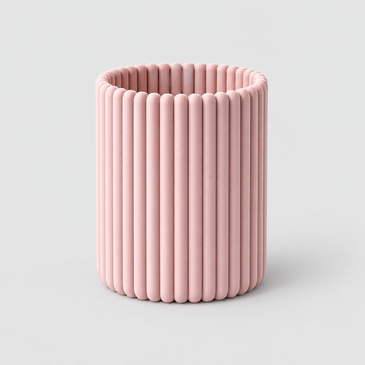 Porta-Lápis Canelado Moderno em Rosa pastel — Milanzi