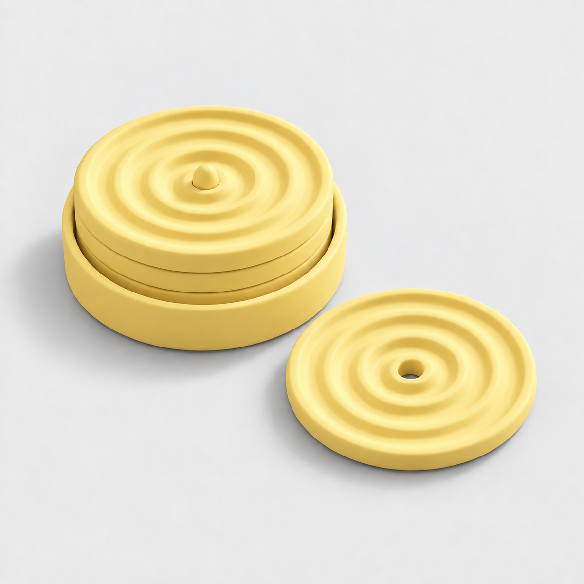 Kit Porta-Copos Ripple com Suporte em Amarelo pastel — Milanzi