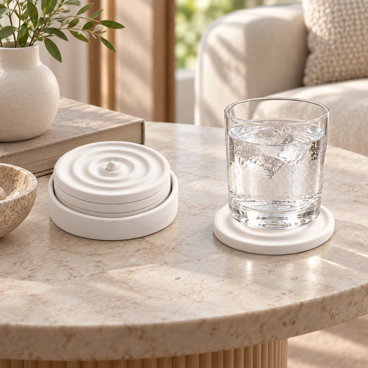 Kit Porta-Copos Ripple com Suporte em ambiente — foto ilustrativa Milanzi