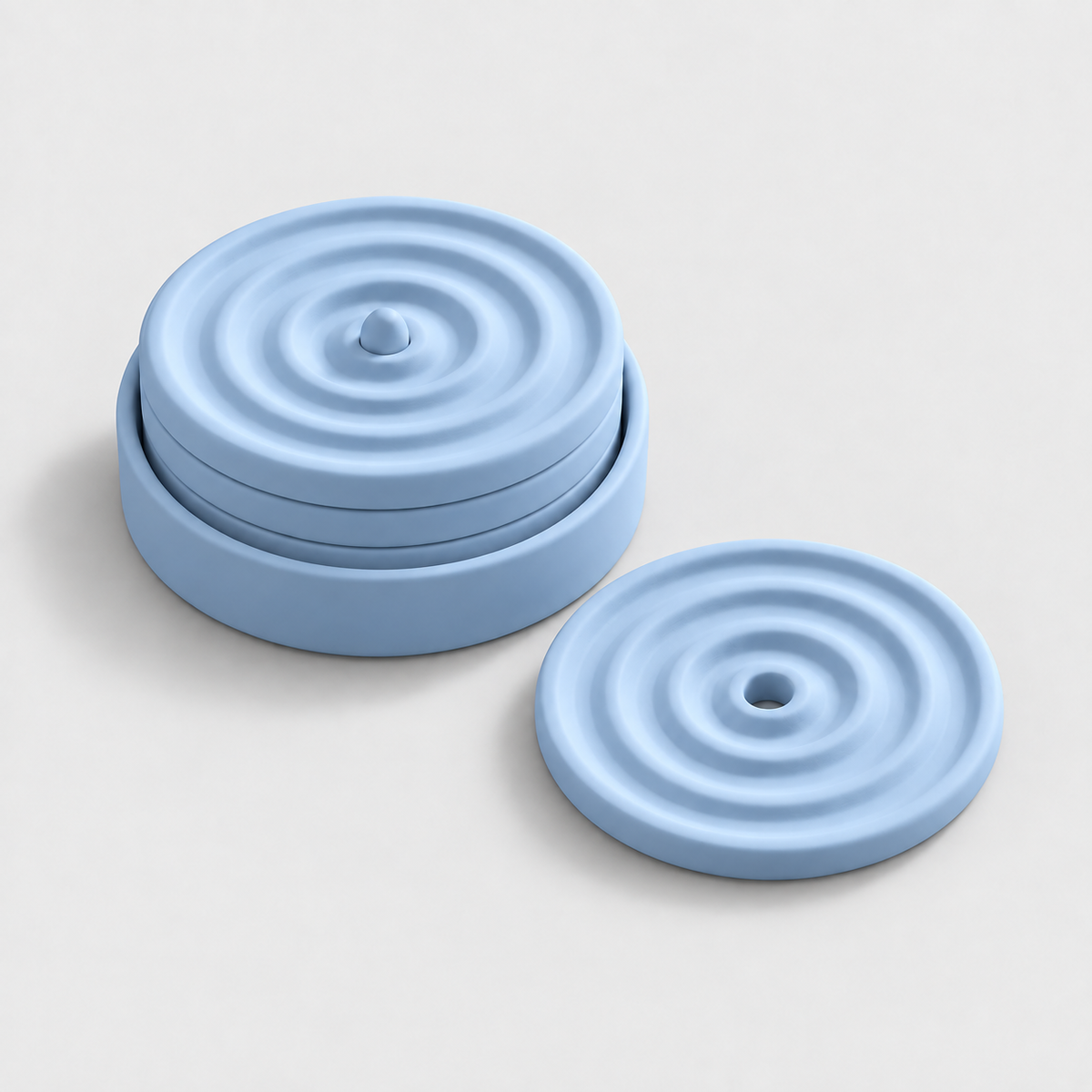 Kit Porta-Copos Ripple com Suporte em Azul pastel — Milanzi