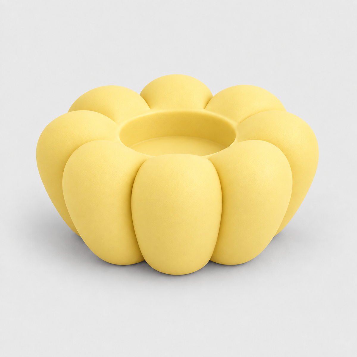 Porta-Vela LED em Formato de Flor em Amarelo pastel — Milanzi