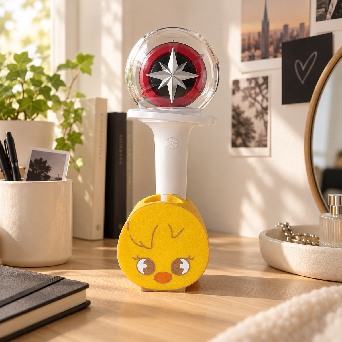 Suporte para Lightstick Stray Kids com Personagem SKZOO em ambiente — foto ilustrativa Milanzi