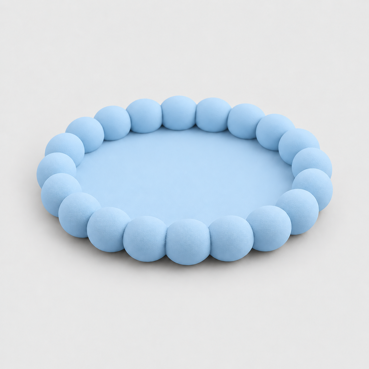 Bandeja Decorativa Redonda com Borda de Bolinhas em Azul pastel — Milanzi