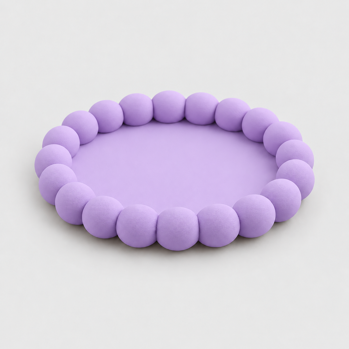 Bandeja Decorativa Redonda com Borda de Bolinhas em Lilás — Milanzi