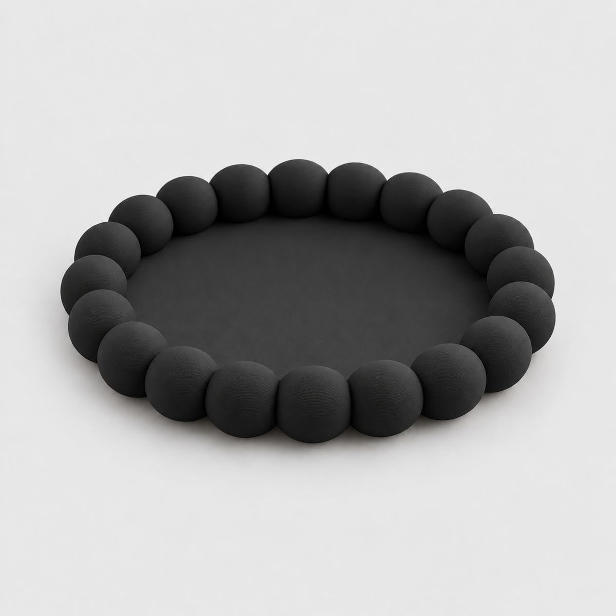 Bandeja Decorativa Redonda com Borda de Bolinhas em Preto — Milanzi