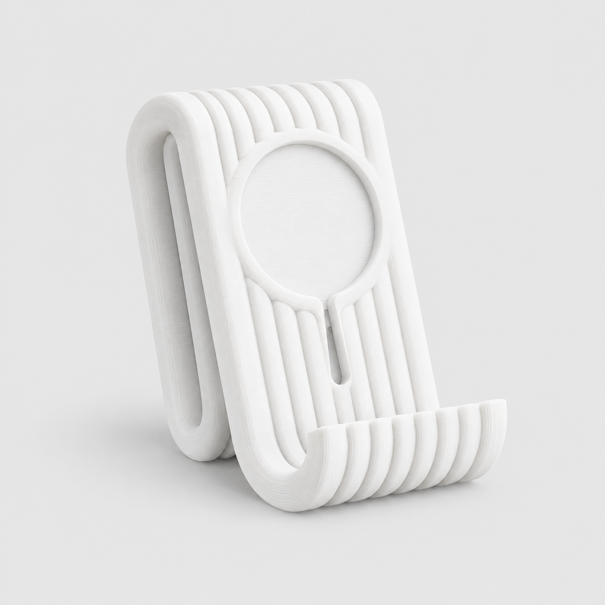 Suporte Ondulado para Celular e Carregador MagSafe em Branco — Milanzi