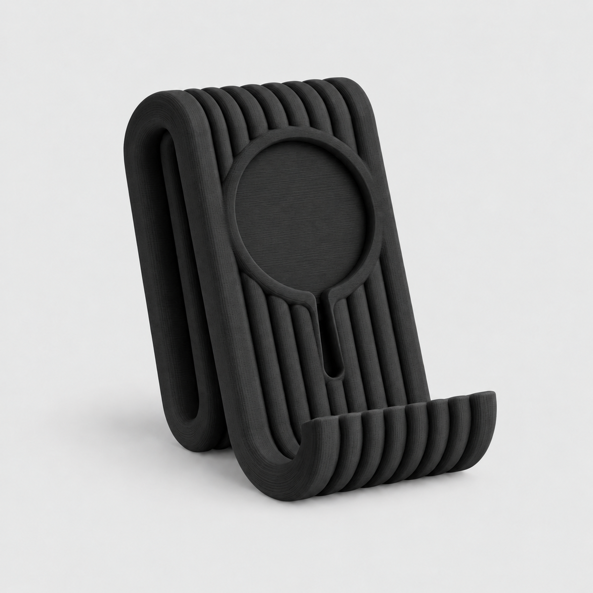Suporte Ondulado para Celular e Carregador MagSafe em Preto — Milanzi