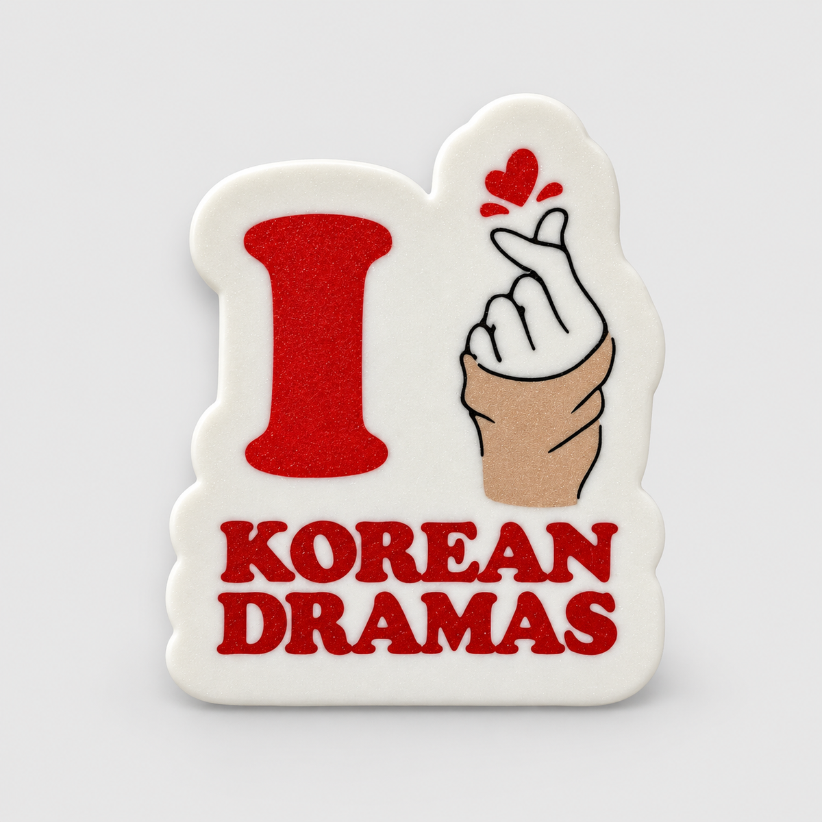 Ímã Decorativo I Love Korean Dramas em Branco e vermelho — Milanzi