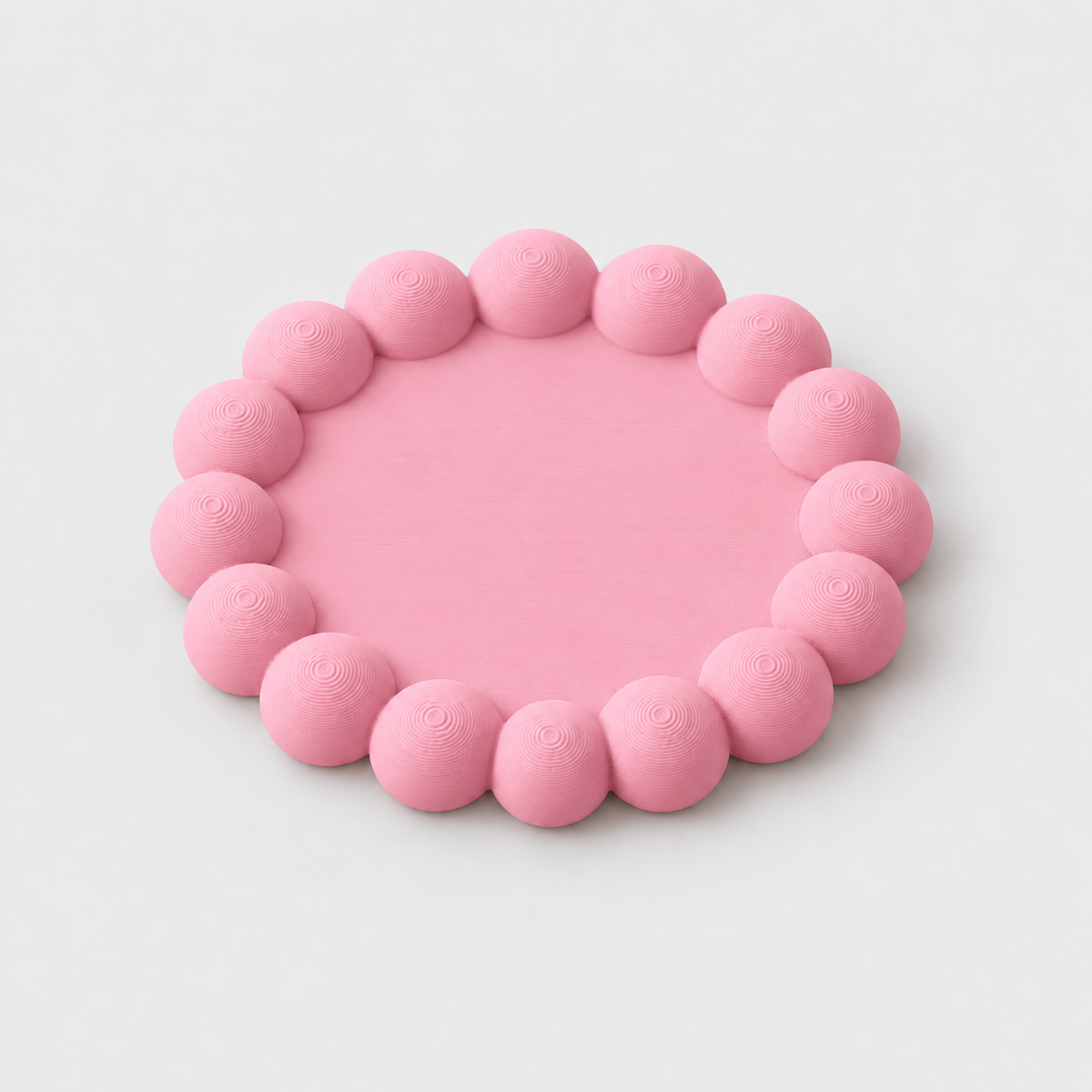 Porta-Copos Redondo com Borda de Bolhas em Rosa pastel — Milanzi